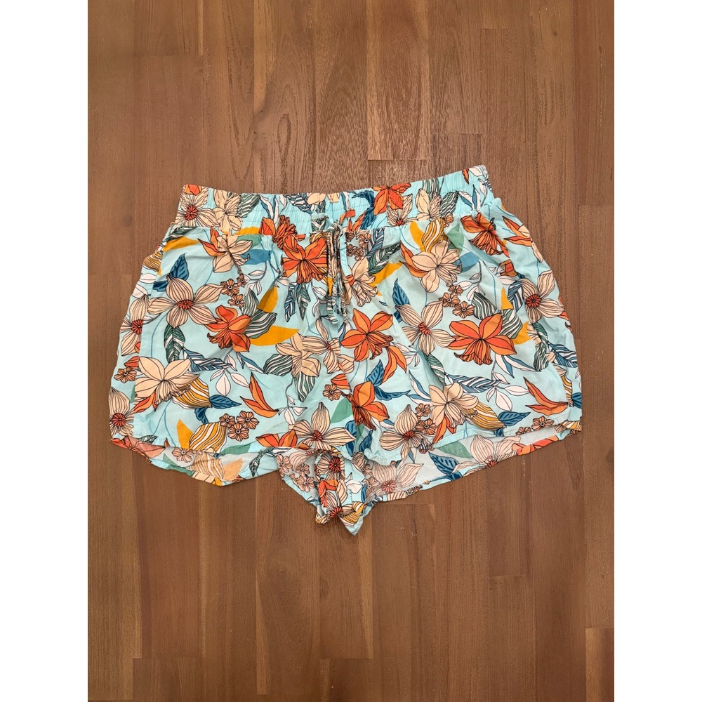 L.I.F.E. Love Is For Eternity Floral Rayon Shorts XL‎ Blue Orange Tropical Boho